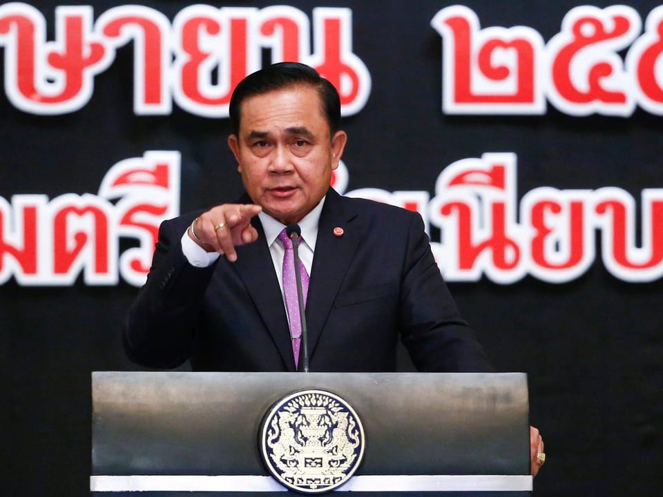 Prayuth bei der heutigen Fernsehansprache 
