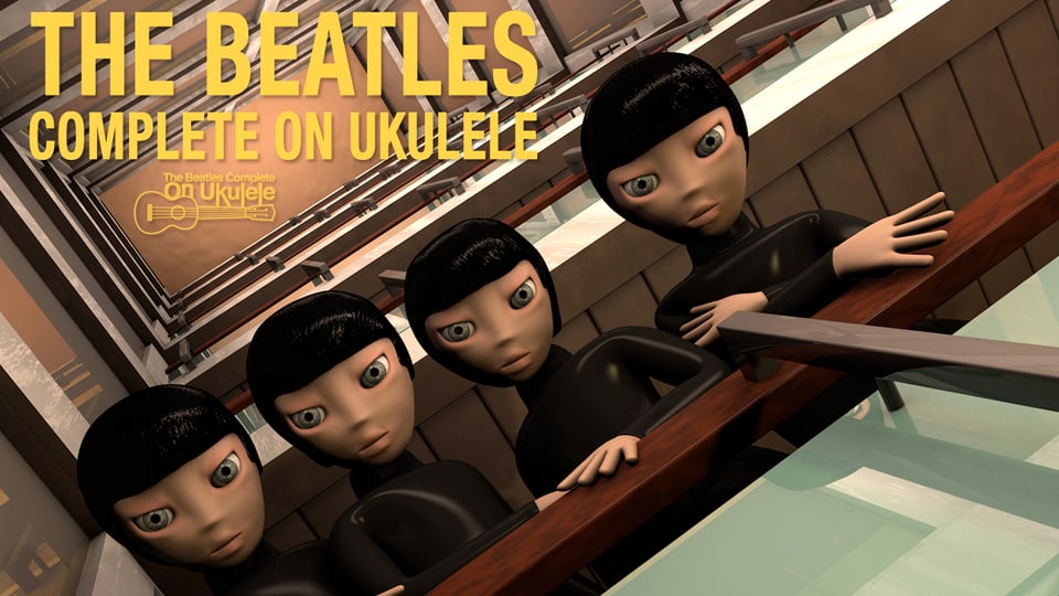 Das Cover der Beatles-Platte zeigt vier Beatlespuppen im Manga-Style, mit grossen Augen und kleinen Nasen.