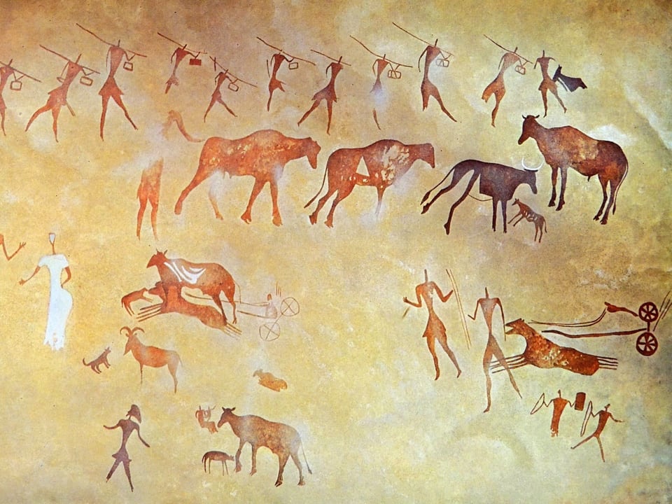 Wandmalereien aus der Sahara.