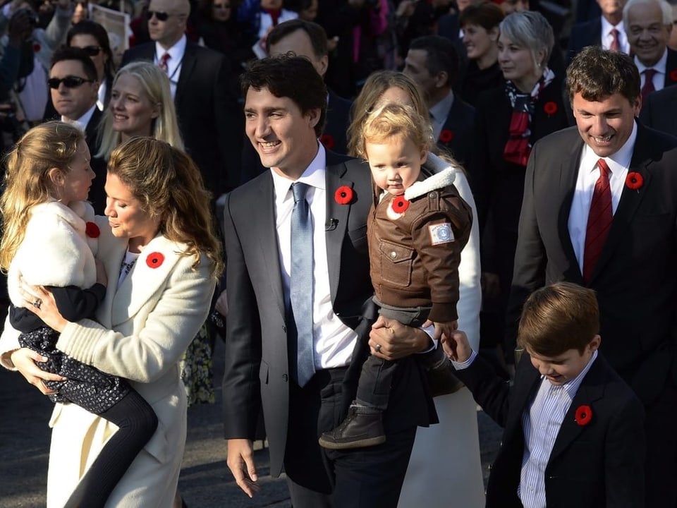 Justin Trudeau mit seiner Familie