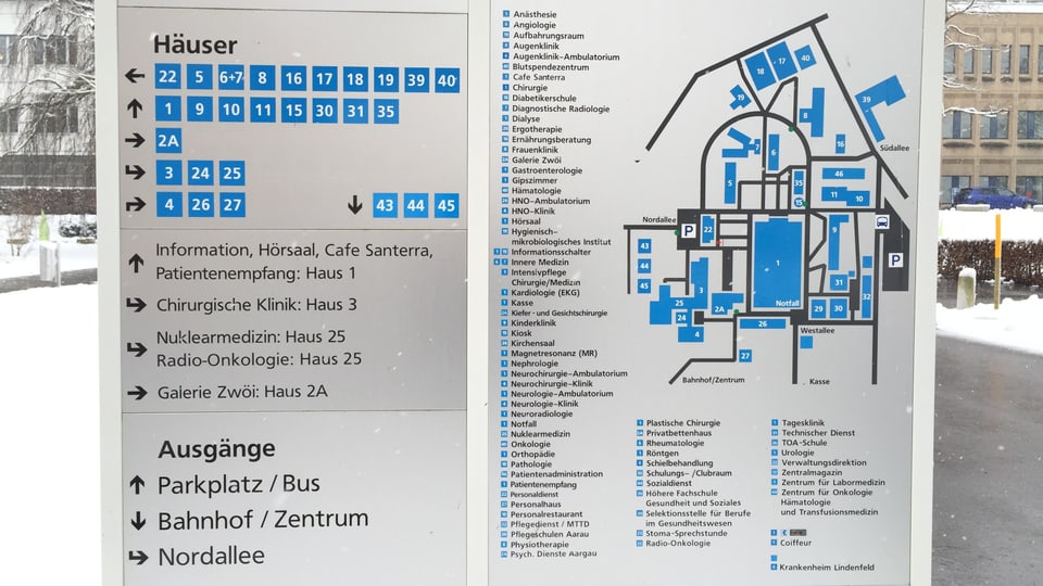 Plan des Kantonsspitals Aarau