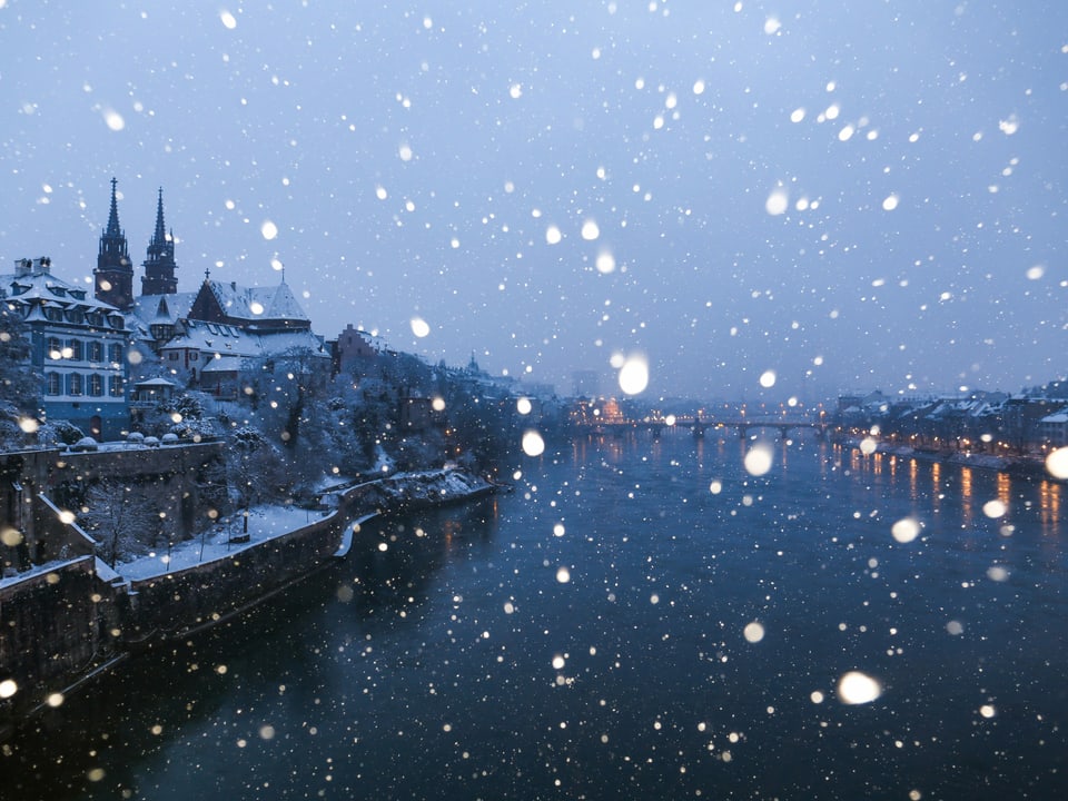 Schneegestöber in Basel