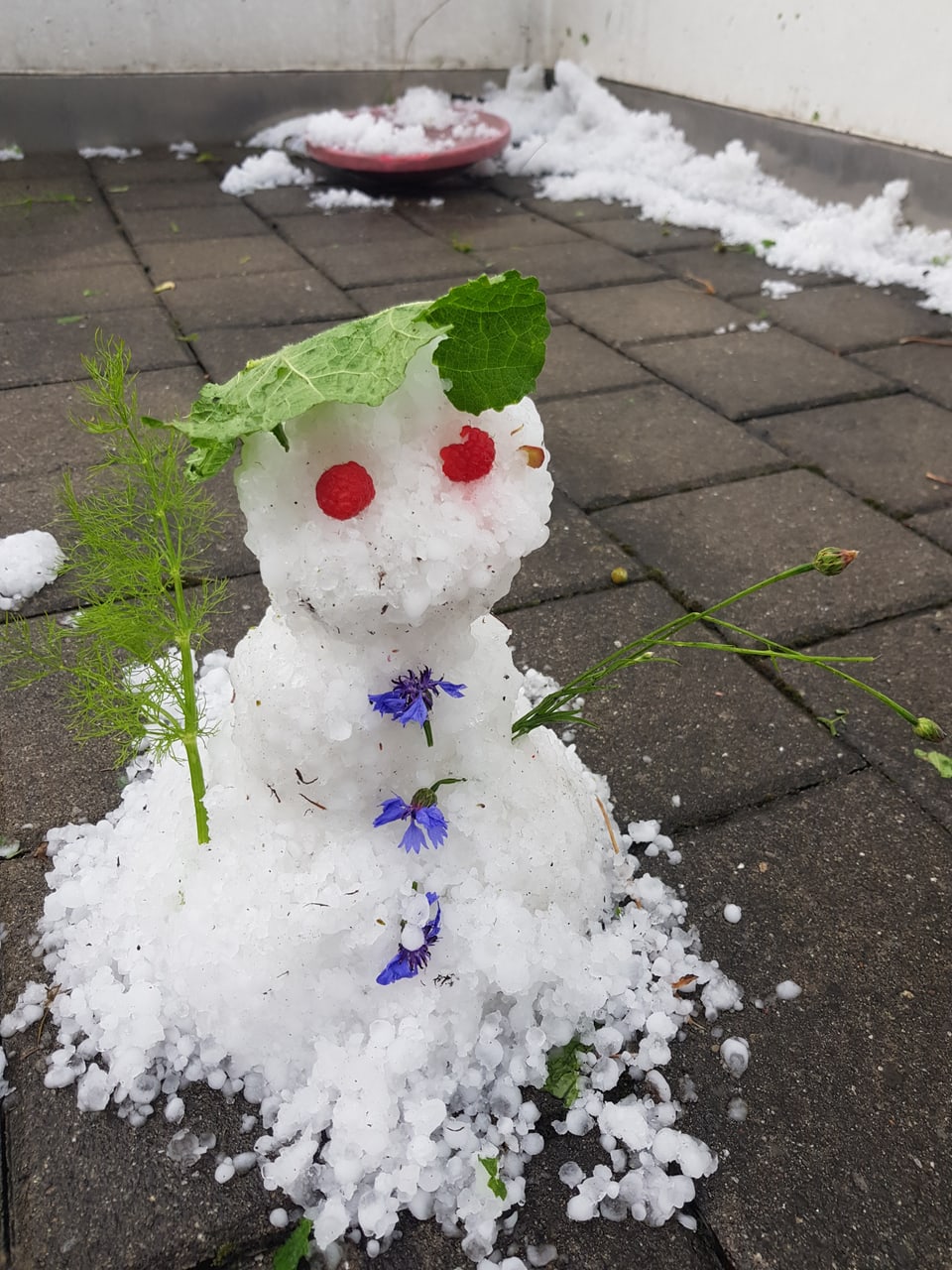 «Schneemann» aus Hagel