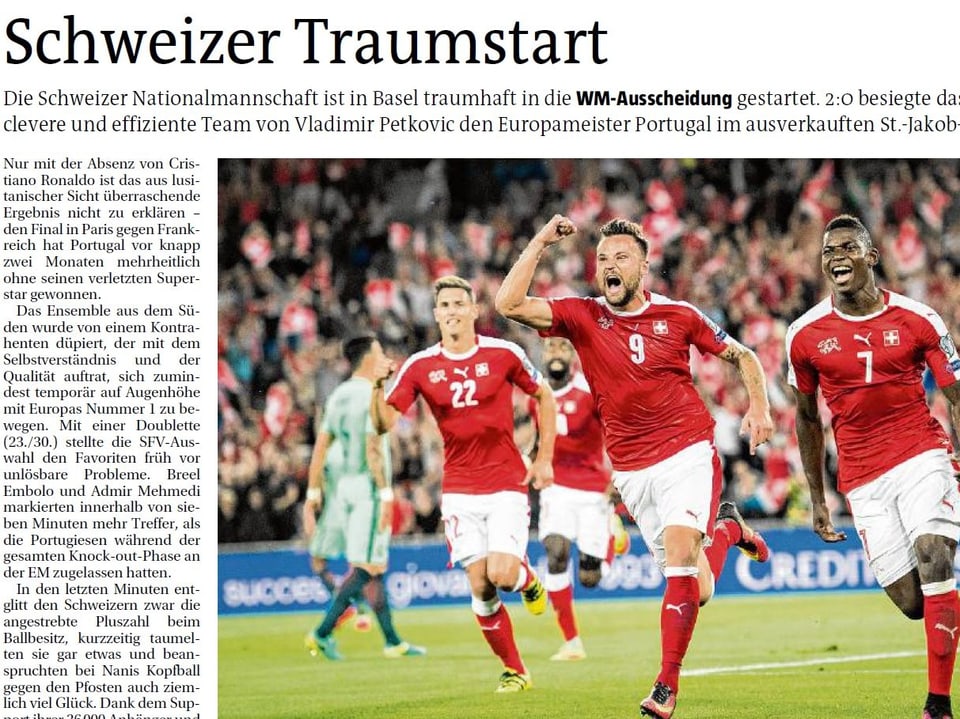 Die Headline der Freiburger Nachrichten. 