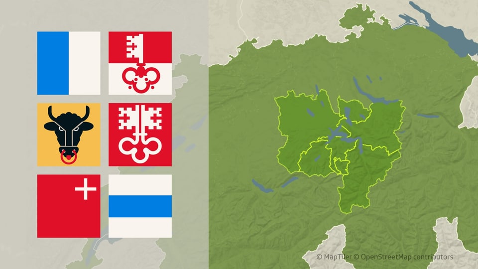 Sendegebiet Kantone Luzern, Nidwalden, Obwalden, Schwyz, Uri, Zug