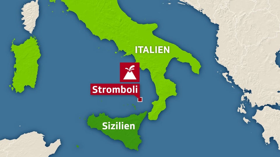 Karte Italiens mit Verortung und Markierung von Stromboli.