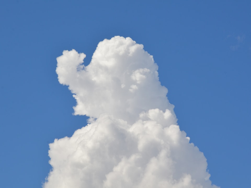 Eine Wolkenfigur mit Nase.