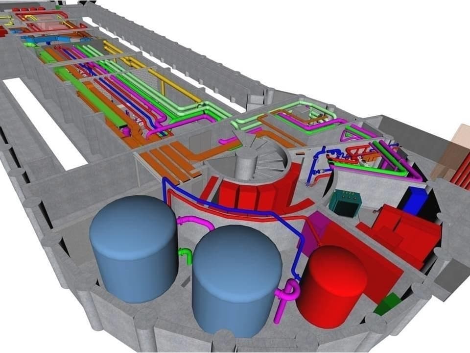 3D-Darstellung der unterirdischen Energie- und Wärmezentrale