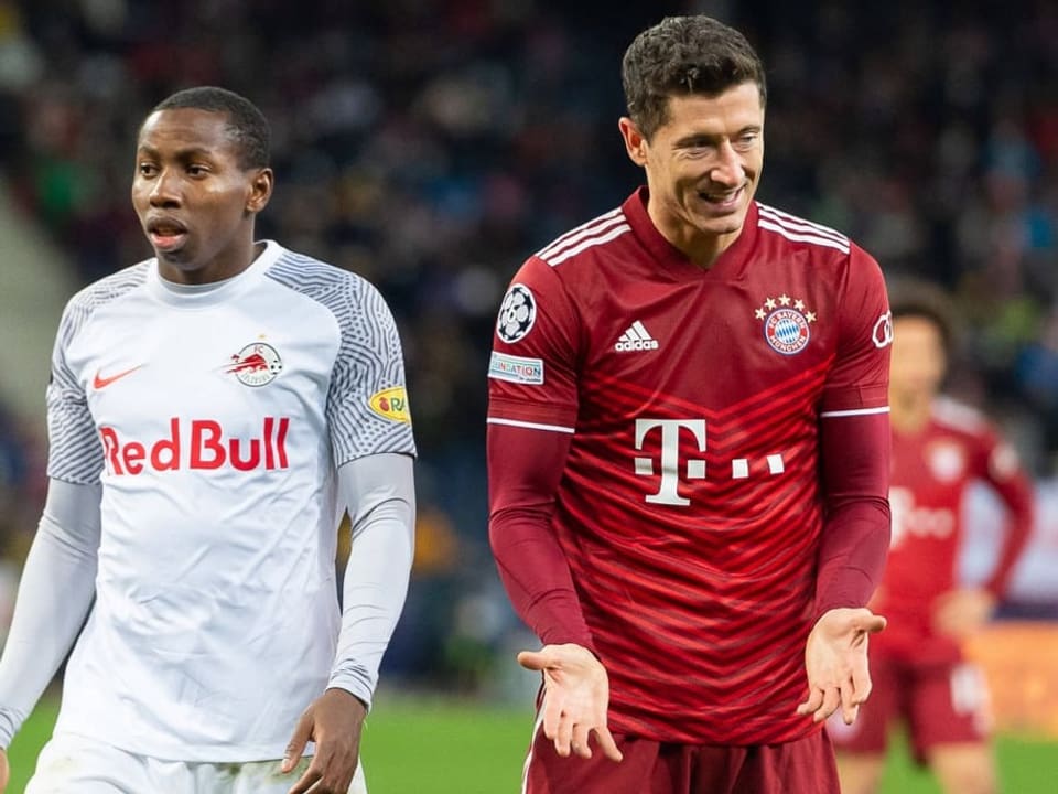 Zeigt aktuell menschliche Züge Robert Lewandowski und der Salzburger Mohamed Camara.