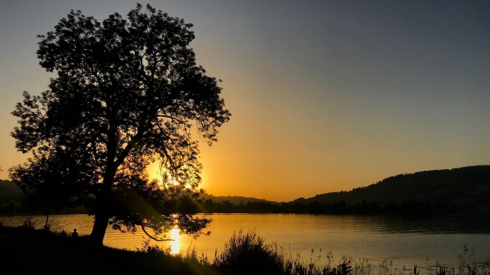 Sonnenuntergang am Ägerisee am 26. Juni 2019 und 20.50 Uhr.