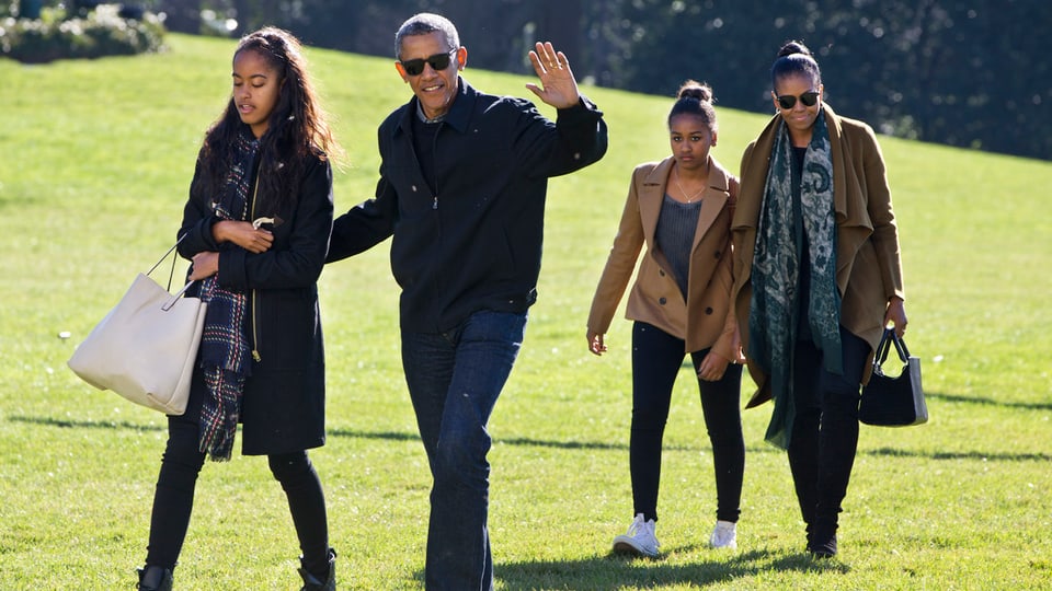 Malina, Barack, Sasha und Michelle Obama