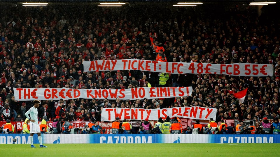 Protest der Liverpool-Fans Die Ticket-Preise sind ihnen zu hoch.