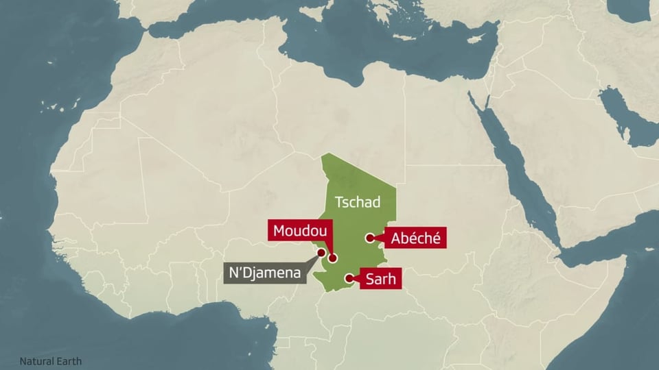 Karte von Tschad, eingeordnet in Afrika