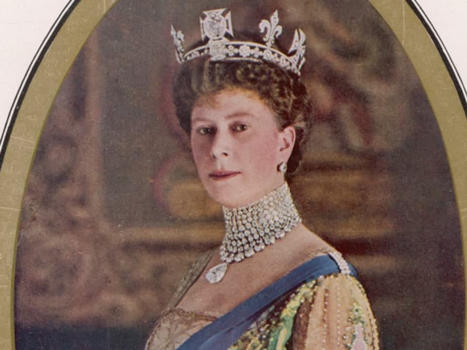 Porträtbild er englischen Königin Queen Mary mit Krone