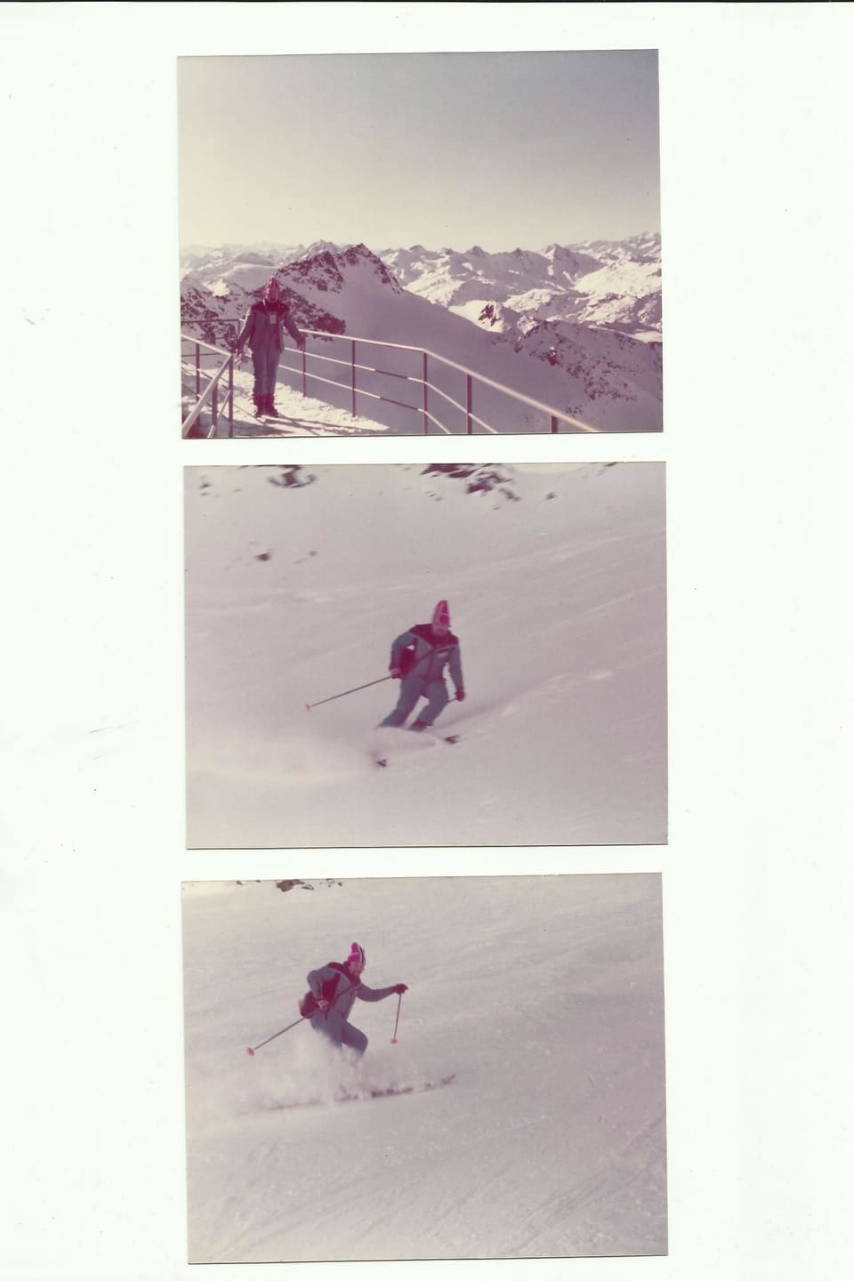 Drei Fotos einer Ski-Tour. 