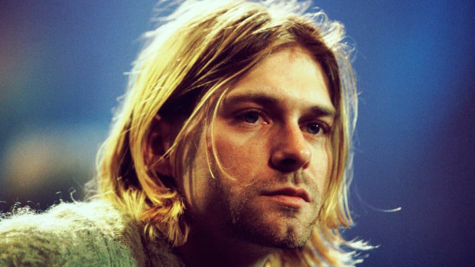 Kurt Cobains Gesicht von ganz nahe