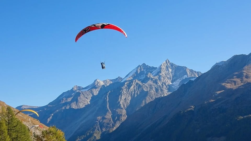 Gleitschirmflieger über den Alpen
