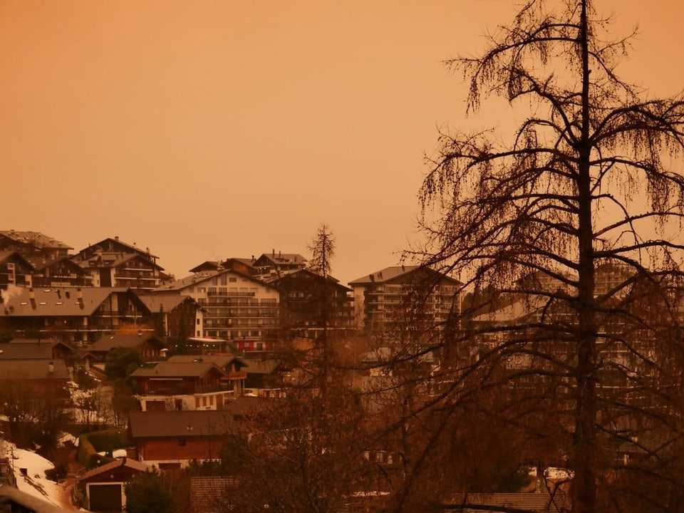 Wir sind heute morgen in orangem Licht aufgewacht, das auch lange nach Sonnenaufgang noch anhält. 