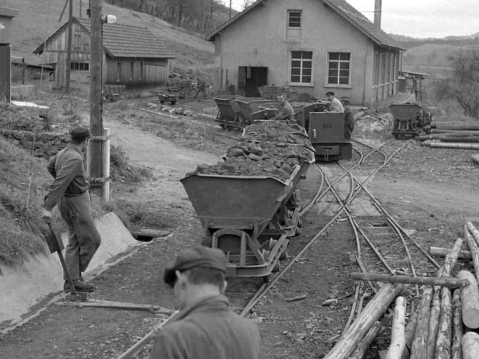 Die Arbeiter transportieren Rohstoffe
