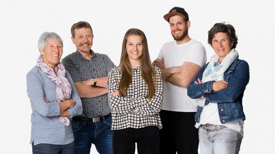 Bild der fünf Protagonisten Anna, Wisu, Katharine, Thomas und Marlies