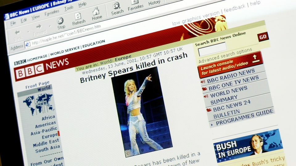 Screenshot der Meldung, unter dem roten Banner von BBC News.