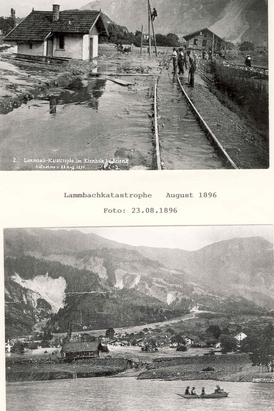 Fotographien von der Lammbach-Katastrophe in Kienholz im August 1896.