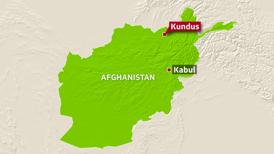 Karte von Afghanistan mit Kundus im Nordosten. 
