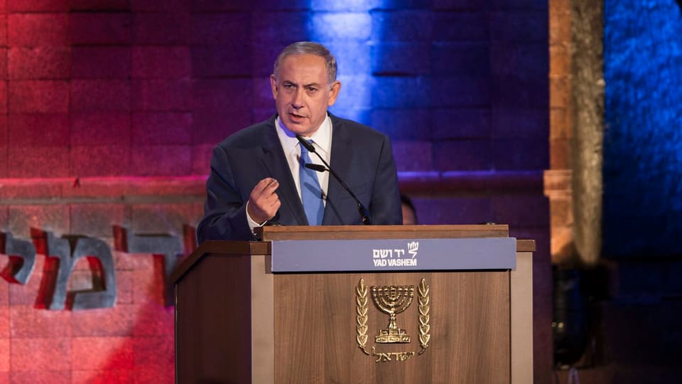 Benjamin Netanjahu während einer Rede.