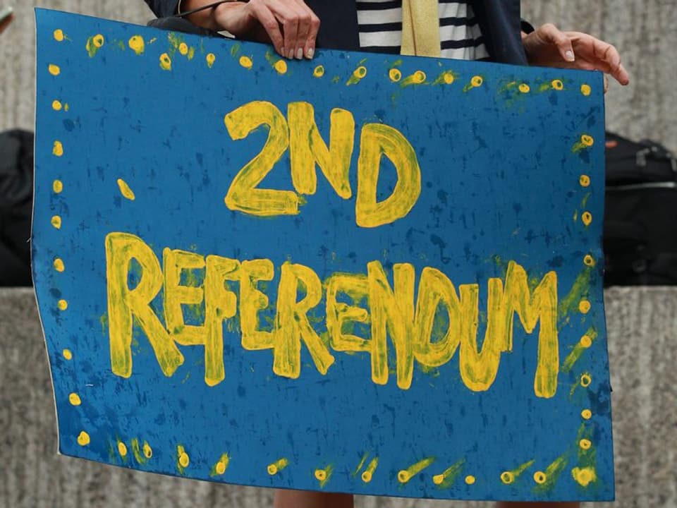Ein Transparent mit der Aufschrift «Second Referendum».
