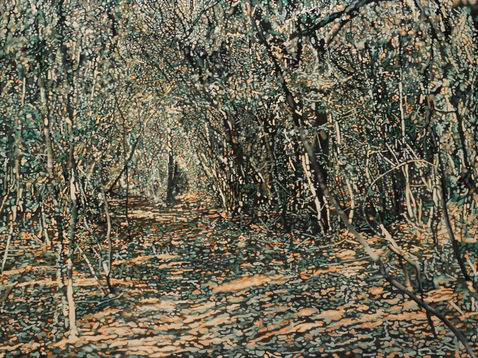 Ölbild eines Waldweges