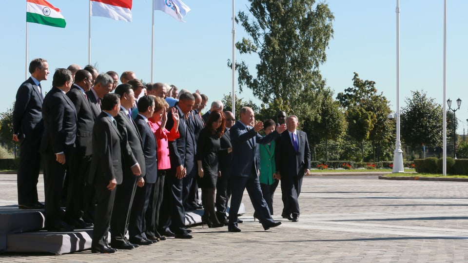 Gruppenbild der Staatschefs am G20-Gipfel in St. Petersburg.