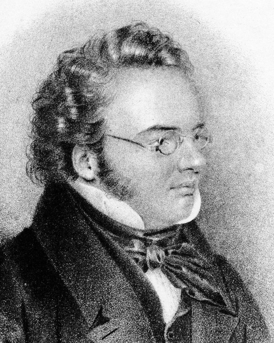 Lithographie des Komponisten Franz Schubert.