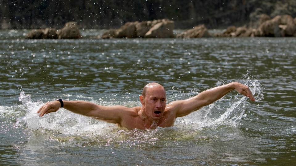 Putin schwimmt.