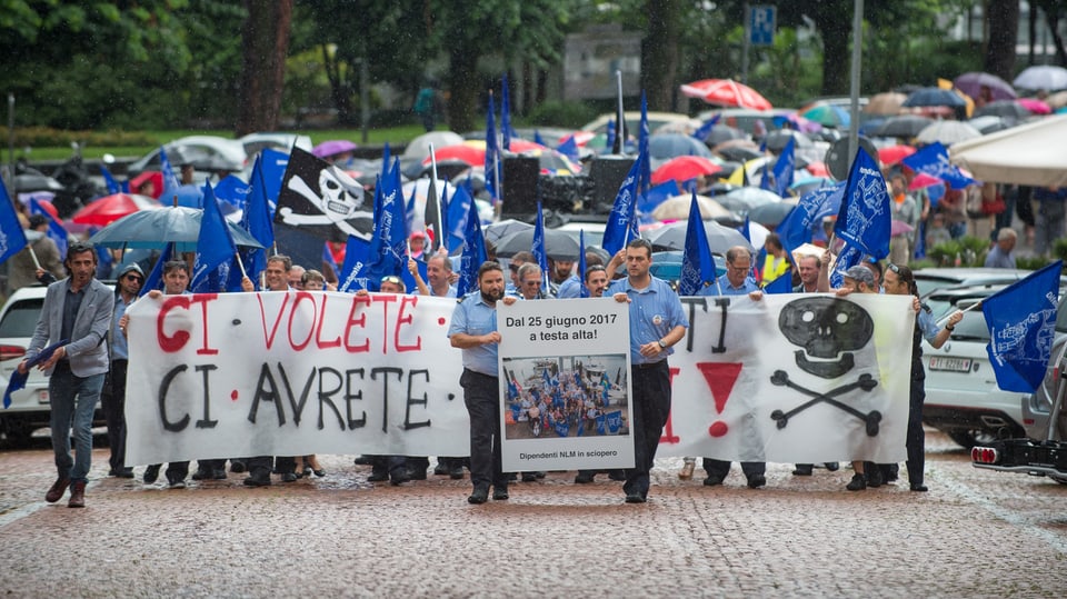 Demonstration der entlassenen Fährleute am 1. Juli 2017. 