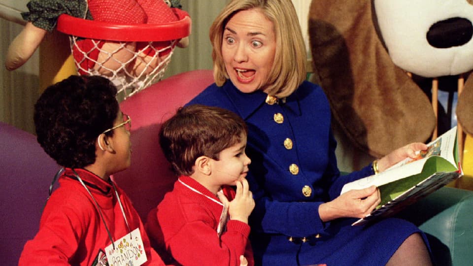 Hillary Clinton als First Lady mit Kindern 
