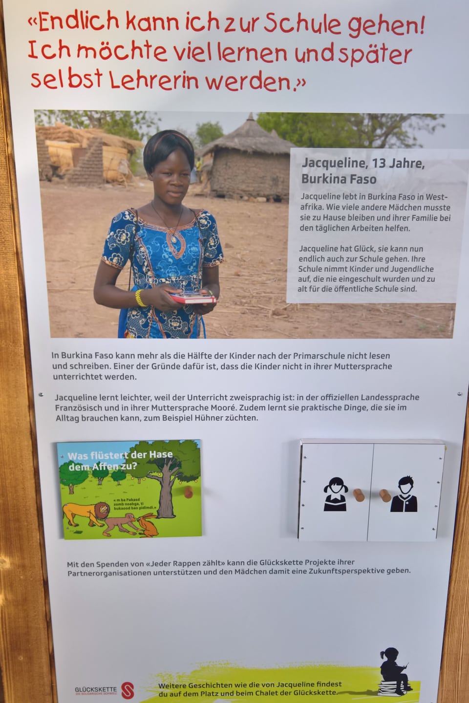 Plakat über die 13-jährige Jacqueline aus Burkina Faso.