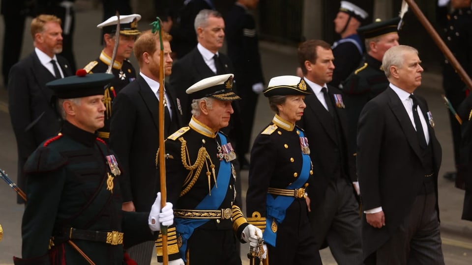 Britain's King Charles attends the state funeral and burial of Britain's Queen Elizabeth.