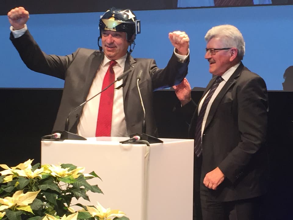 Roland Brogli und Markus Dieth an der Feier zur Wahl als Grossratspräsident.