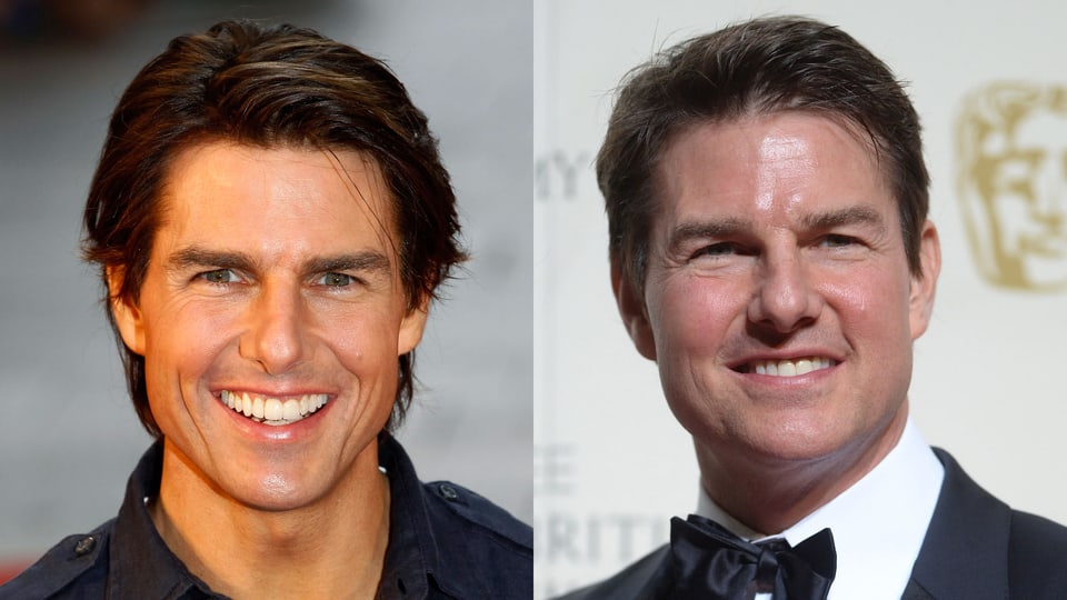 Porträt von Tom Cruise früher und heute.