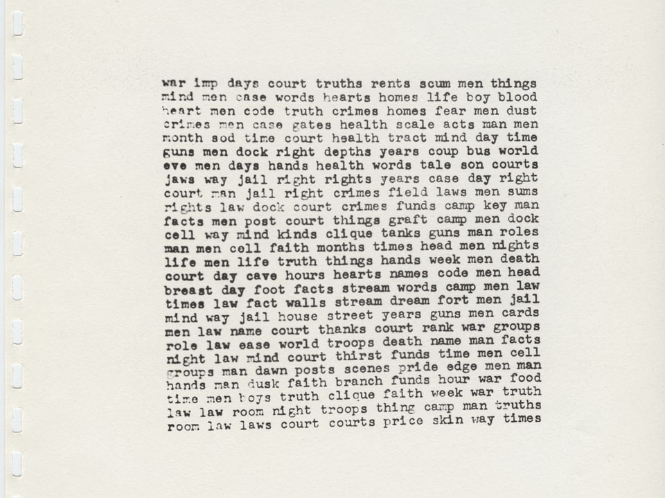 Gedichtblatt von Carl Andre von 1966.