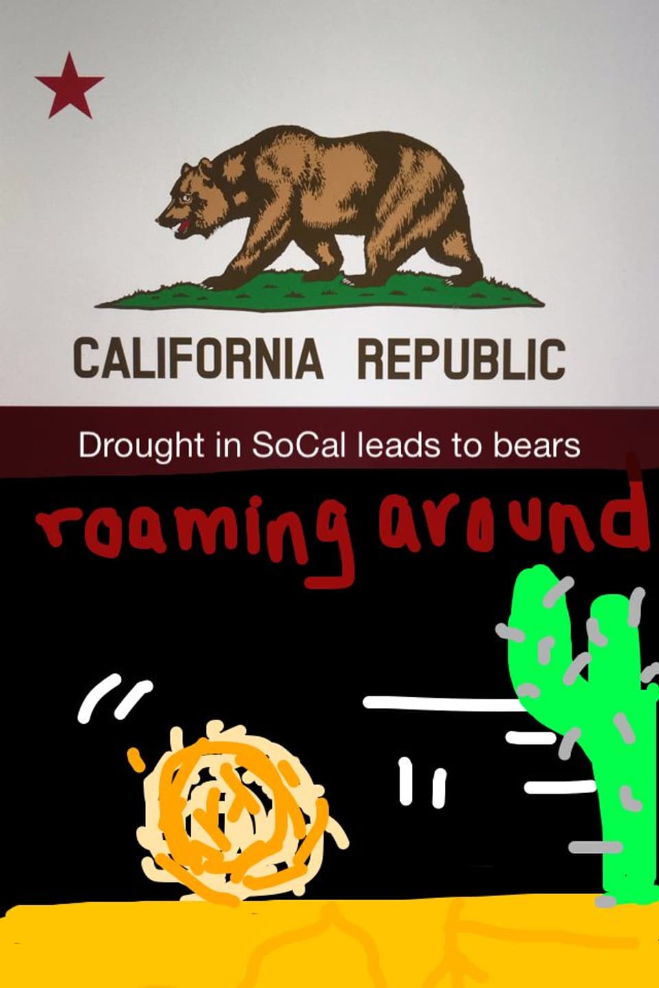 Flagge von Kalifornien und selbstgemaltes Bild