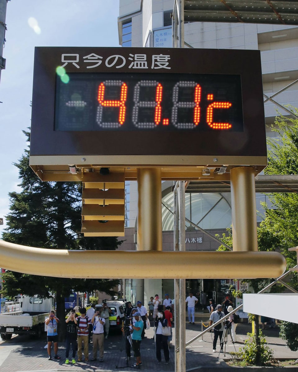Temperatur-Anzeige in Kumagaya nahe Tokio.