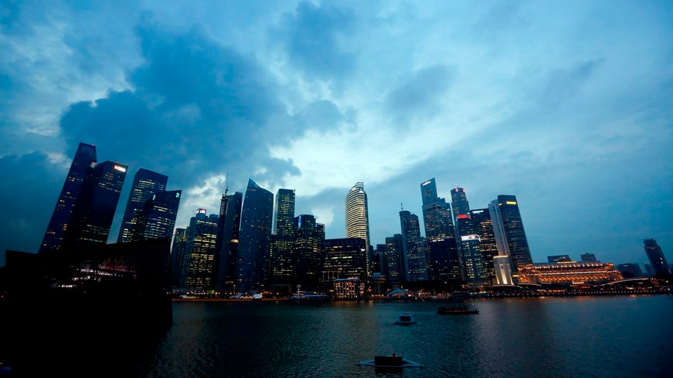 Blick auf die Skyline Singapurs.