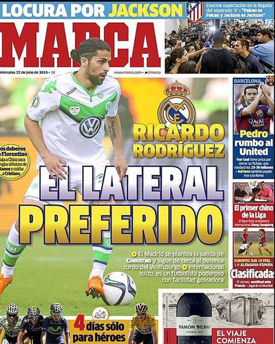 Ricardo Rodriguez auf der Titelseite der spanischen Zeitung Marca.
