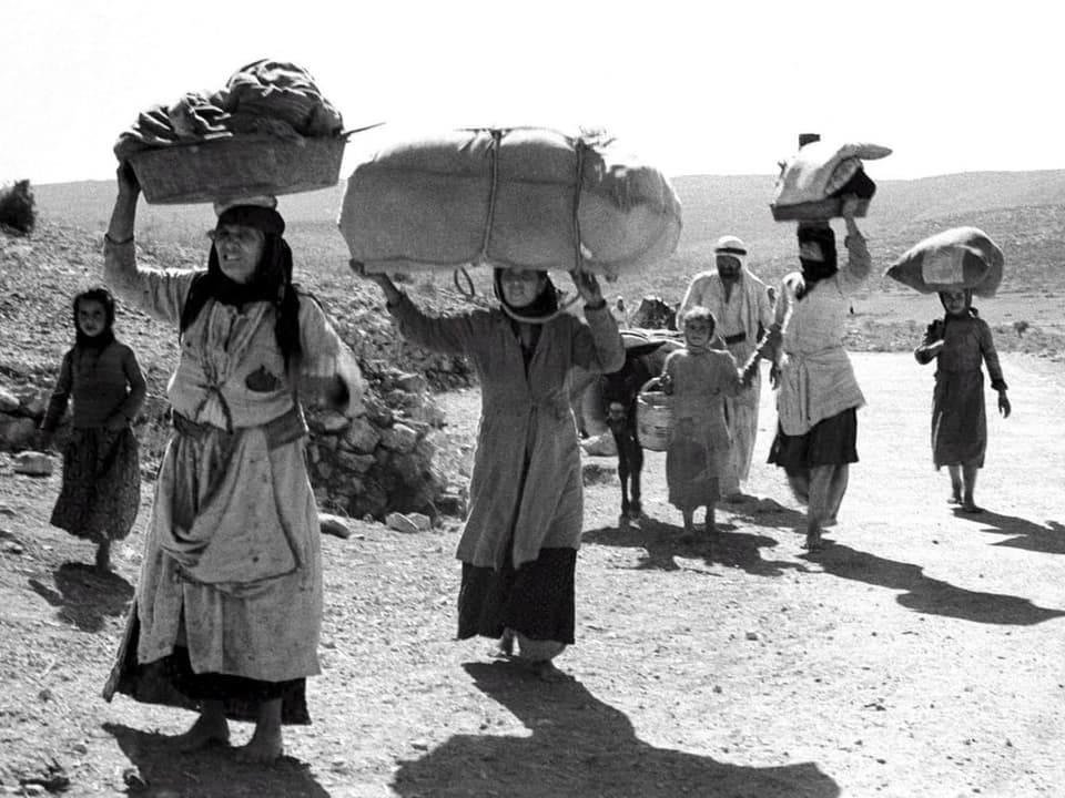 Palästinensische Flüchtlinge flüchten 1948 von Galiläa in den Libanon