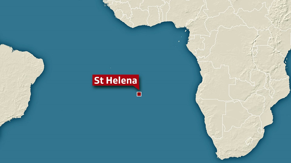Karte, auf der St. Helena eingezeichnet ist.