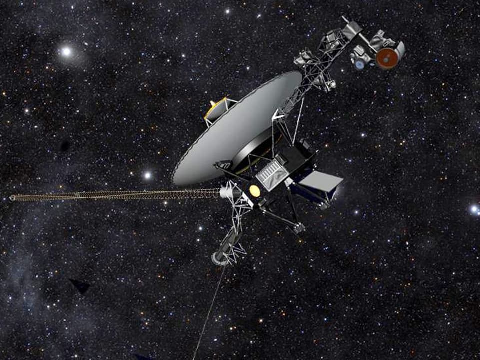 Grafische Darstellung der Sonde «Voyager 1» im Weltall
