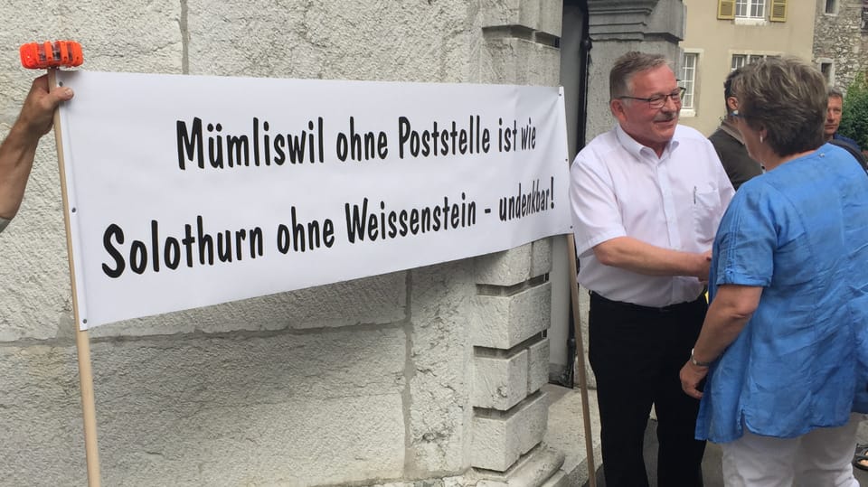 Plakat: Mümliswil ohne Postelle ist wie Solothurn ohne Weissenstein - undenkbar! 