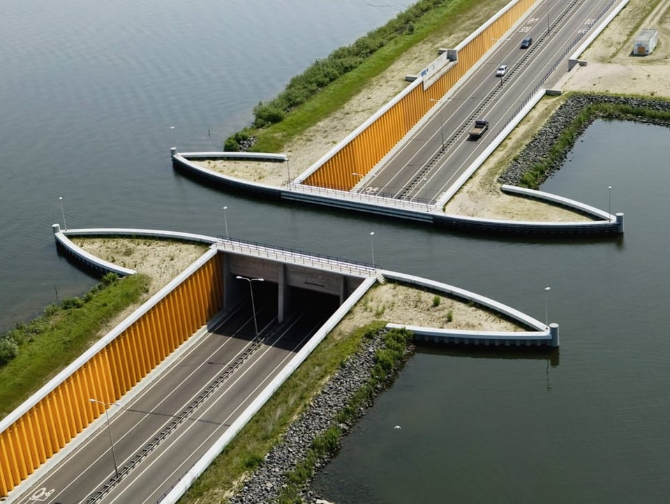 In Holland führt eine Strasse unter einem See hindurch.