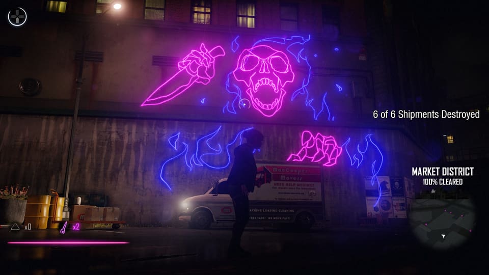 Der Tod in Neon an der Wand.